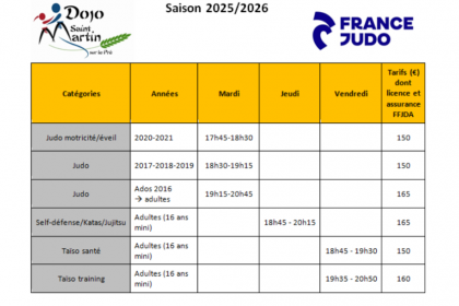Horaires et tarifs saison 2025/2026
