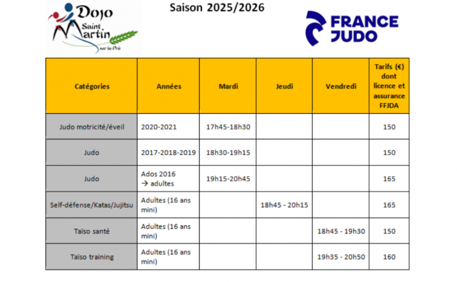 Horaires et tarifs saison 2025/2026